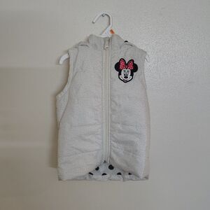 Disney Junior Minnie Girls Minnie Mouse Ears Hood Zip Up Puffer Vest Sz 2t